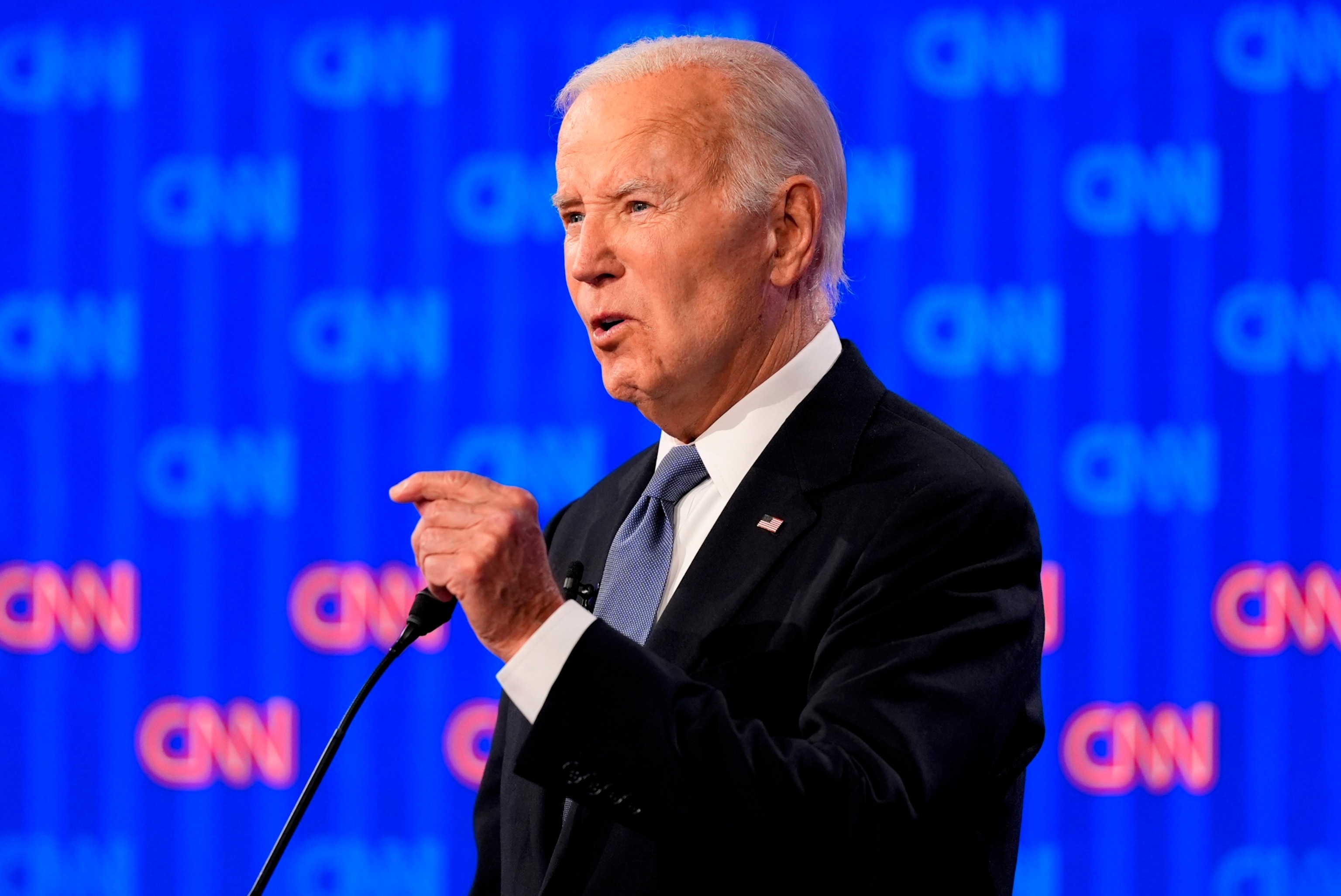 PHOTO: President Joe Biden speaks during a presidential debate with former President Donald Trump, June 27, 2024, in Atlanta.