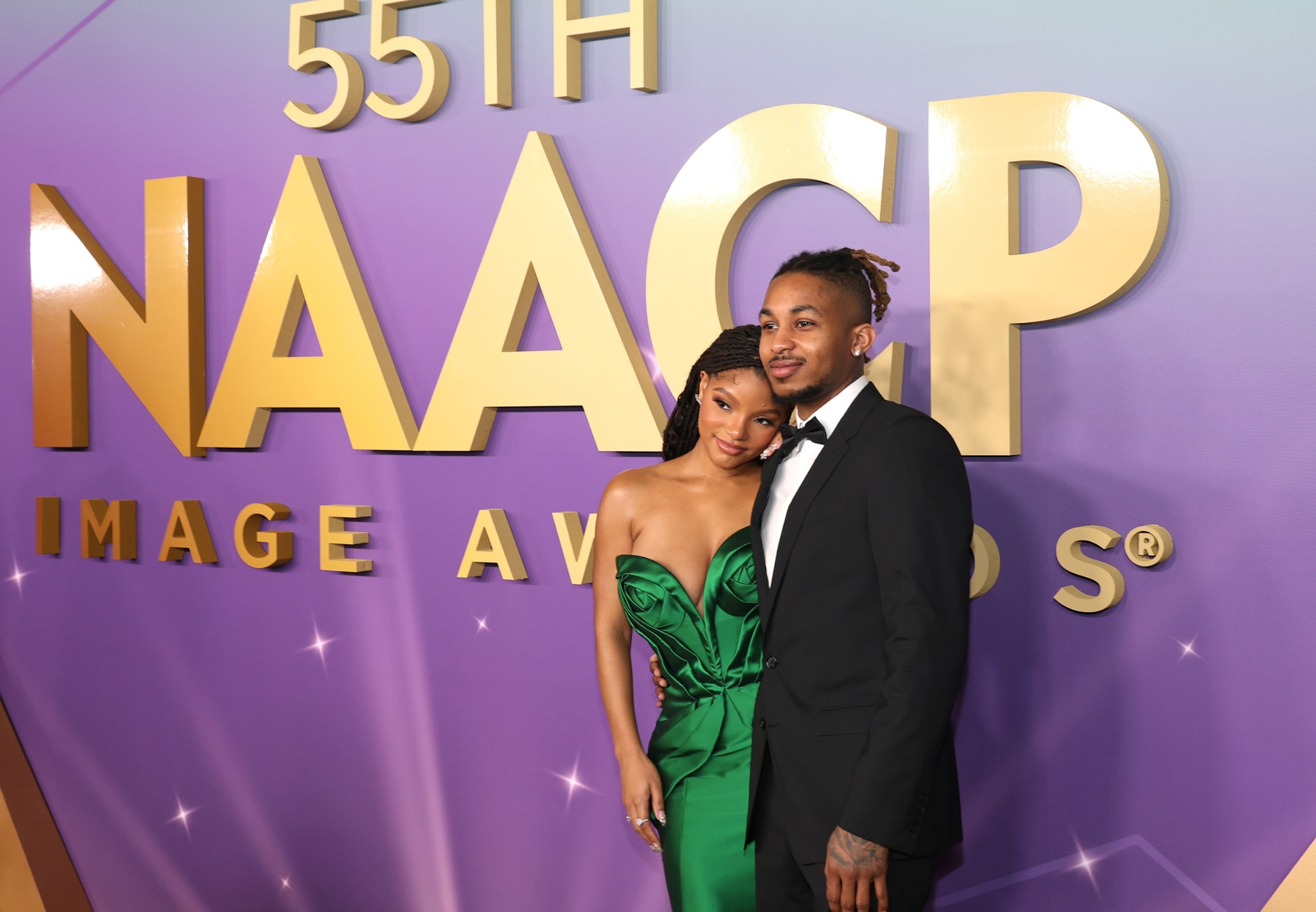 PHOTO: In this March 16, 2024, file photo, Halle Bailey and DDG attend the 55th NAACP Image Awards at Shrine Auditorium and Expo Hall in Los Angeles.