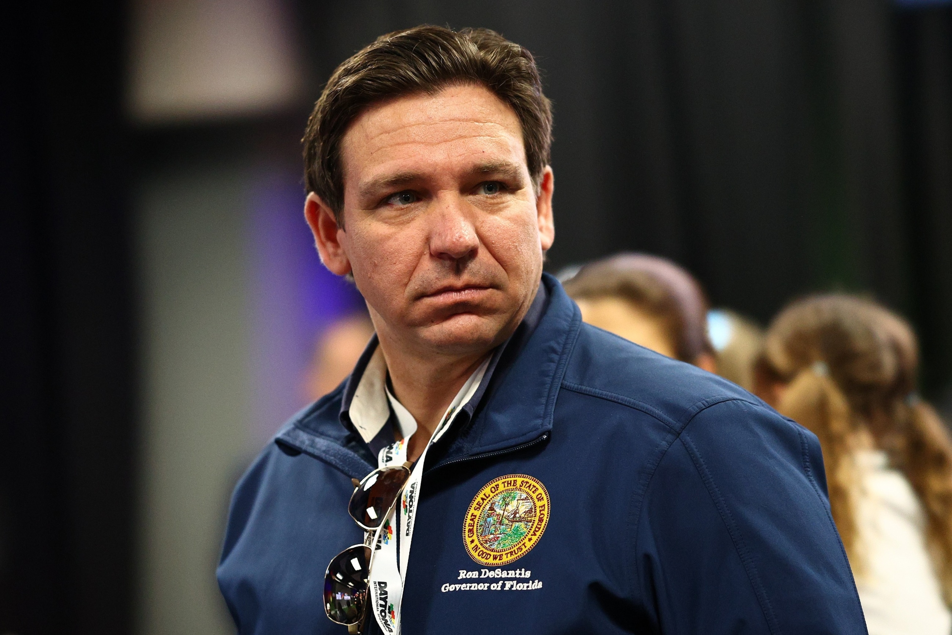 PHOTO: Florida Governor Ron DeSantis at Daytona International Speedway in Daytona Beach, FL, Feb. 19, 2024.