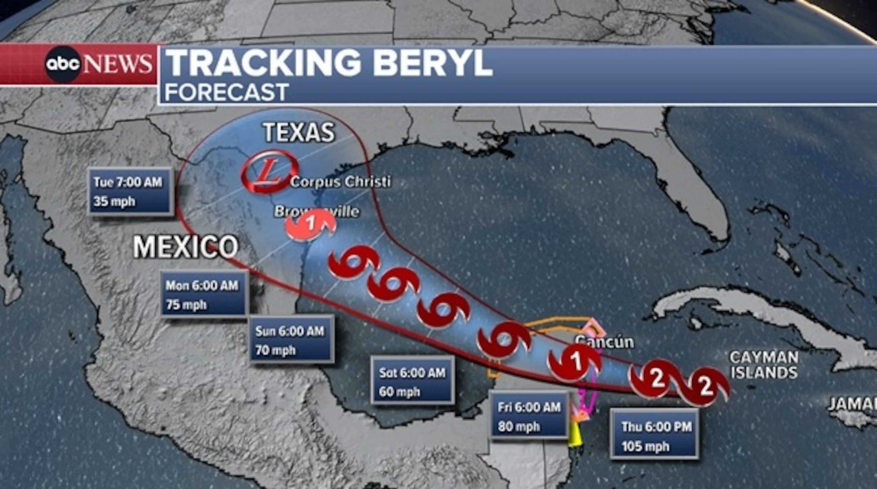 PHOTO: Tracking Beryl map